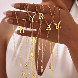 Yüksek kalite altın kaplama paslanmaz çelik a-z alfabe kolye kolye 26 İngilizce harfler kolye kolye - Product Image 3