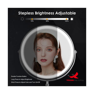 Miroir de maquillage LED de salle de bain éclairé à rotation à 360 degrés antidérapant, miroir grossissant pivotant de table, miroir de maquillage LED - Product Image 3