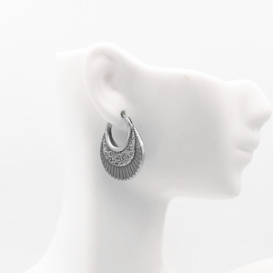 yunnique Tibetan Silver Huggie Earrings Geometric Design Circular <b>Ring</b> Unisex Jewelry - Product Image 4