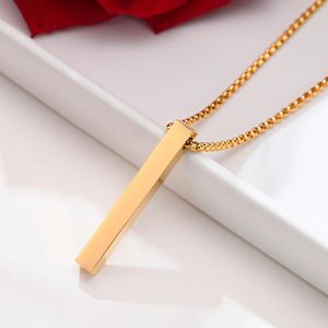 Chaude Classique Rectangle Pendentif Collier Hommes Maille <span class=keywords><strong>Gourmette</strong></span> En Acier Inoxydable Colliers Pour Hommes Bijoux Cadeau De Fête - Product Image 5