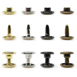 Custom Metal Leather Double Cap Rivets For Apparel Hats Press Stud Head Double Capped Garment Rivet For Leather