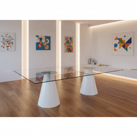 Ensemble de table de ping-pong moderne 2-en-1 avec base en acier inoxydable et plateau en verre trempé, écologique, durable, pour le sport en intérieur/extérieur
