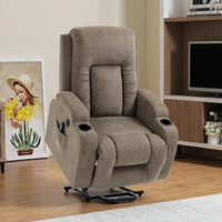 Fauteuil inclinable électrique à moteur unique en gros avec massage par vibration à 8 points, chauffage du dos, port de charge USB