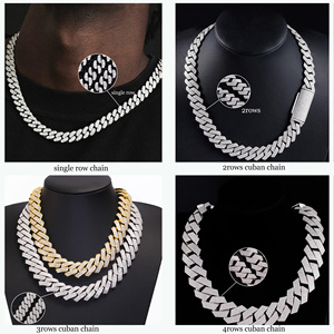 पुरुषों के गहने 925 चांदी के क्यूबन लिंक की चेन ने वीबनाम लिंक ब्रैसलेट हीप गहने मोइससानाइट डायमंड क्यूबन हार - Product Image 5