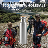 Botol Air Stainless Steel Dinding Ganda Ramah Lingkungan Desain Klasik dengan Pegangan, Tutup Bambu, dan Sedotan, Grosir Kustom