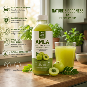 Jugo Natural de Amla 500ml, Bebida de Fruta de Grosella India Pura, Jugo de Fruta de Amla Puro 500ml, Bebida Natural Herbal para el Bienestar, India - Product Image 1