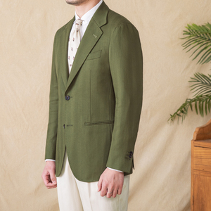 Italienne Napoli Style été demi doublure costume Lyocell lin coton respirant simple boutonnage décontracté demi doublure hommes costume <span class=keywords><strong>blazer</strong></span> - Product Image 2