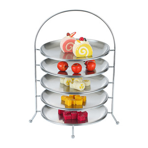 Stainless Steel Five Tier Cake Stand With Handle For Dessert Fruit Display Party Serving Tray - Product Image 1