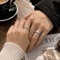 Bagues en Moissanite en Argent Sterling 925, Style Boucle de Ceinture, Ensemble de Bagues Assorties, Moissanite Couleur D, Bijoux Fins Élégants, Cadeau pour Couple