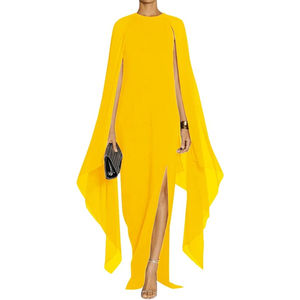 Abito <span class=keywords><strong>da</strong></span> sera formale elegante <span class=keywords><strong>da</strong></span> donna a manica alta Modulare svasata Maxi abito con mantello - Product Image 5