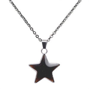 Collar de Acero Inoxidable Chapado en Rodio de Alta Calidad con Colgante de Estrella Epoxi, Personalizable con Logotipo, Nombre o Frase como 'Te Amo' - Product Image 5