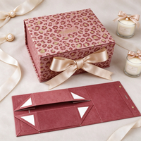 Boîte cadeau rigide pliable de luxe avec nœud en satin, boîte d'emballage cadeau magnétique pliable, impression personnalisée de motifs et de logos disponible