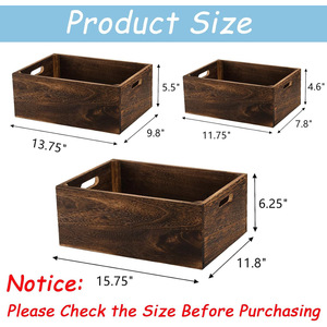 Ensemble de 3 boîtes de rangement vintage en bois massif brûlé, empilables, rectangulaires, pour l'organisation de la cuisine et du bureau - Product Image 3
