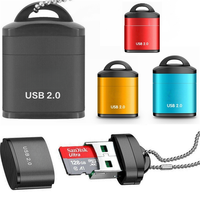 Lecteur de cartes Mini USB 2.0 avec couvercle en plastique, porte-clés, adaptateur OTG haute vitesse pour cartes mémoire Micro TF SD, compatible PC, ordinateur portable, téléphone, appareil photo