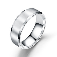 Bague Hip Hop en Acier Titane Épais pour Homme avec Logo Personnalisé de 8MM Largeur Bord Plat Bagues Bijoux en Acier Inoxydable pour Hommes