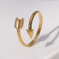 Bagues ajustables uniques et de niche en forme de flèche, en acier inoxydable plaqué or 18 carats, bijoux étanches pour femmes, inaltérables