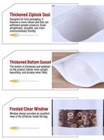 Sachet Doypack en papier kraft blanc avec fenêtre transparente et fermeture éclair refermable pour emballage alimentaire de noix, fruits secs, snacks et thé