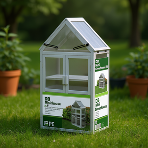 Kit de mini-serre DB pour l'intérieur et l'extérieur, support pour plantes en PE et bois traité sous pression, style traditionnel gris, serre de jardin - Product Image 2