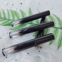 Récipient de brillant à lèvres de couleur dégradé noir de 7 ml vide de marque privée haut de gamme Tube de brillant à lèvres vide rechargeable avec boîte