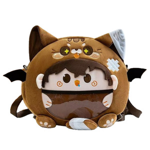 Sac à dos bandoulière double usage pour filles, style japonais, best-seller, inspiré de l'anime, avec poupée en peluche de dessin animé et sac transparent à motifs. - Product Image 5