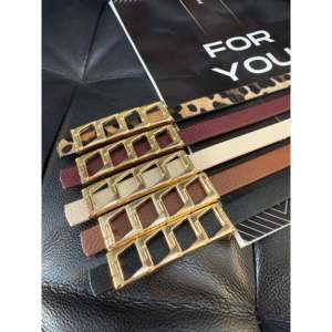 Cinturón Básico para Mujer con Hebilla de Marco Cuadrado de Aleación, Estilo Casual de Cuero PU para Uso Diario - Product Image 1