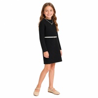 Robe Pull Fille Personnalisée OEM & ODM, Tricot Côtelé Manches Longues Col Montant, Style Minimaliste Hiver Noël, Vêtements Tricotés Enfants en Viscose