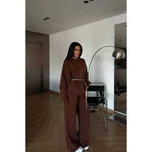 Conjunto Deportivo de 2 Piezas para Hombre, en Terciopelo Marrón, Estilo Cicely, con Estampado Acid Wash, Transpirable, para Correr, Pedido Mínimo 2 Piezas - Product Image 2