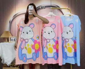 Fabricants en gros ODM Nouveaux modèles printemps-été Grande taille <span class=keywords><strong>D</strong></span>écontracté <span class=keywords><strong>Tricot</strong></span>é Respirant Séchage rapide Imprimé dessin animé Fibre de lait - Product Image 2