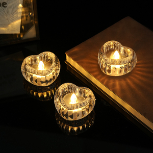 Bougies chauffe-plat LED en cristal transparent aux formes variées, Cœur, É<span class=keywords><strong>toile</strong></span>, Carré, sans flamme, effet scintillant, pour mariage, Saint-Valentin, fête - Product Image 3