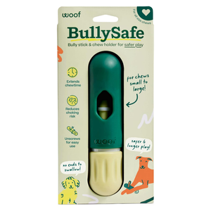 WOOF BullySafe - Soporte para <span class=keywords><strong>Bully</strong></span> Stick - Soporte Duradero para Masticar para Perros, para un Juego Seguro y Duradero, Fácil de Limpiar, Sin Más Peces de Ganso en la Boca - Product Image 1