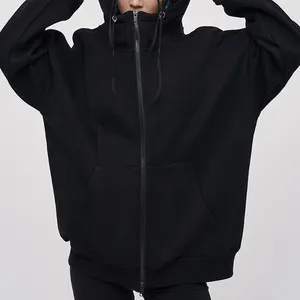 Hochwertige benutzer definierte Baumwolle Thick Blank Hoodie Hersteller Heavyweight Drop Shoulder Streetwear Zipper Herren Hoodies