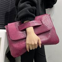 Bolso de Mano de Moda para Mujer con Patrón de Serpiente Grueso, Gran Capacidad, Estilo Retro, Nuevo, para Guardar Documentos