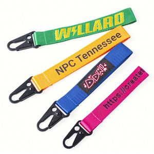 Promotional Polyester Fabric Embroidery Keychain Lanyard Accessories Metal Custom Logo Wrist <b>Key</b> <b>Chain</b> - Product Image 2