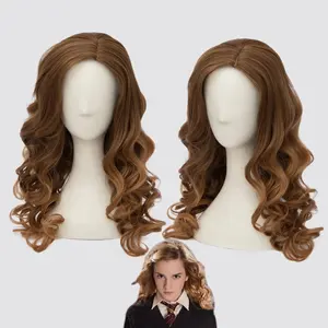 Afro amerikaner Frauen 60cm lange Welle braunes Haar Harry P Perücke Hermine Granger Anime Cosplay Kostüm Perücken