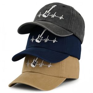 Gorra de Béisbol Retro de Algodón Lavado con Bordado de ECG de Guitarra, Ajustable, Informal, para Hombre y Mujer - Product Image 6