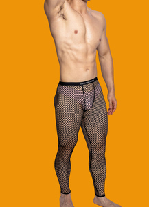 Legging long sexy en résille transparente sur mesure pour homme, fabriqué par Paton, sans caleçon intégré. - Product Image 6