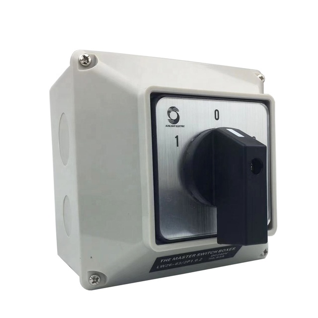 LW26-63/2 1-0-2 63A 2POLES 3 Position 240V DC CAM ROTARY CHANGEOVER SWITCH with Box