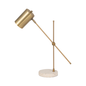 Lampada da Tavolo Cilindrica Moderna con Base in Travertino, Luce d'Accento per Camera da Letto e Comodino - Product Image 1