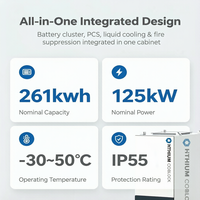 Batterie HiTHIUM LifePO4 125 kW 261 kWh, système de stockage d'énergie au lithium refroidi par liquide BESS, armoire UN38.3 pour la sauvegarde d'énergie industrielle