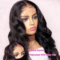 Pelucas de Cabello Humano con Ondas Suaves, sin Pegamento, con Cierre de Encaje, Pelucas con Frente de Encaje, Cabello 100% Humano para Mujeres