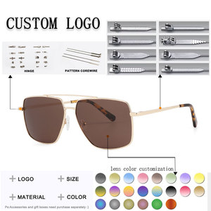 Gafas de Sol Unisex con Marco Metálico Rectangular, Lentes Degradadas, 100% Protección UV, Estilo Piloto, para Uso en Exteriores, para Adultos - Product Image 2