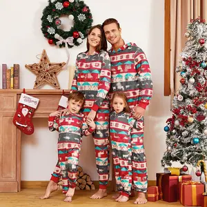 2024 Christmas Child Parent Home Wear 2pcs Mom Dad Kids Pattern Sleepwear Family Matching Pajamas Outfits