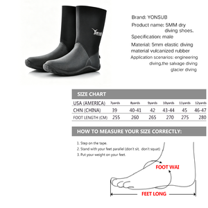 Chaussures de plongée en néoprène 5 mm, imperméables, pour combinaison sèche, avec fermeture étanche à la cheville, pour kayak, pagaie, <span class=keywords><strong>surf</strong></span> et combinaison de plongée - Product Image 6