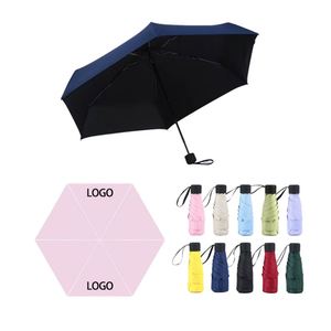 Promotion Wholesale 5 Fold 6K Printed Flower Uv Protection Summer Gift Mini Sun Pocket Compact Umbrella - Product Image 1