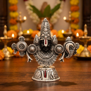 Estatua Religiosa de 7.5 Pulgadas con Rostro del Dios Balaji en Plata Antigua Pulida, para Decoración del Hogar y Espacios Sagrados. - Product Image 3