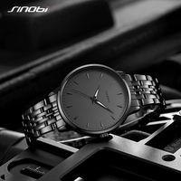 SINOBI classique hommes Quartz montre d'affaires étanche noir placage hommes vente chaude russe prêt bateau bracelet en acier inoxydable