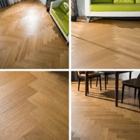 Vollständig Stickstoffbehandelter Eichen-Fischgrät-Engineered-Bodenbelag 910X125X14,5/1,2mm Größe für Open-Plan-Wohnräume Außen- und Parknutzung