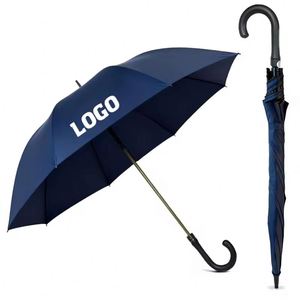 Parapluie droit semi-automatique anti-UV de 27 pouces, 8 baleines, coupe-vent, moderne, de haute qualité, personnalisé avec logo - Product Image 1