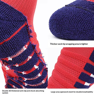 Chaussettes de basketball personnalisées de haute qualité en gros, unisexes, antidérapantes, épaisses, à fond en tissu éponge, chaussettes de sport absorbant la transpiration - Product Image 6