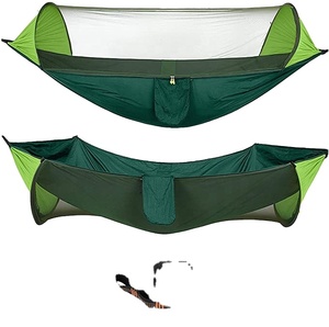 Venta al por mayor logotipo personalizado al aire libre portátil hamaca <span class=keywords><strong>jardín</strong></span> viaje Camping lona columpio malla saco <span class=keywords><strong>de</strong></span> dormir con mosquitera - Product Image 1